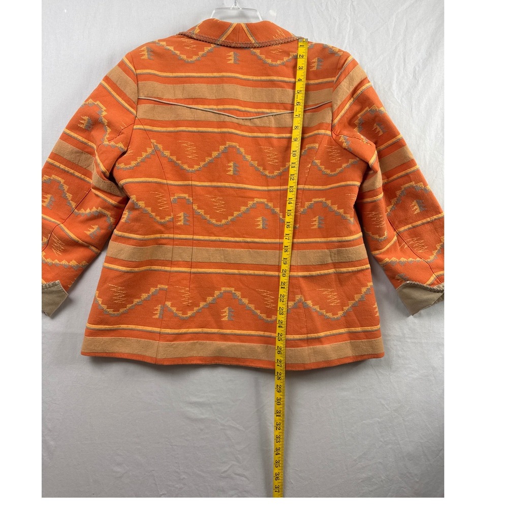 Coldwater Creek Blazer Womens W18 Orange Southwestern Geometric Cotton Jacket - Picture 7 of 11